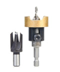 Top Shelf Two Piece Countersink And Plug Cutter Kit For Smooth Screw Hole Finishing In Wood Plastic And Aluminum tool set showing countersink and plug cutter.