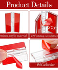 Close-up of 8 Pack Clear Acrylic Self Adhesive Hinges 45x35mm, showing 270-degree rotation and self-adhesive feature.