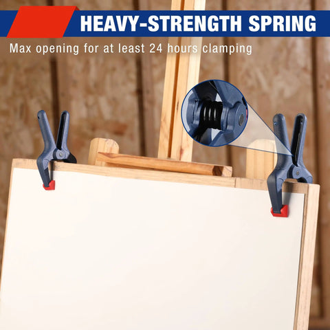 16 Piece Nylon Spring Clamp Set With 3 3/8 Inch Adjustable Jaw Pads for woodworking and photography, clamps on easel frame