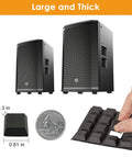 Top Tier Self Adhesive Rubber Feet For Electronics And Gear 16 Pack Black Anti Slip Pads, showing height comparison with speaker.