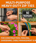 All Purpose Nylon Zip Ties And Cable Ties Assorted Sizes 8 Inch 10 Inch 14 Inch 16 Inch 250 Pack UV Resistant Self Locking used for various applications
