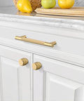 Champagne Bronze Cabinet Pulls 5 Inch Drawer Handles 128mm Center to Center 10 Pack for Kitchen and Bathroom Cabinets ZH0031 installed on cabinet