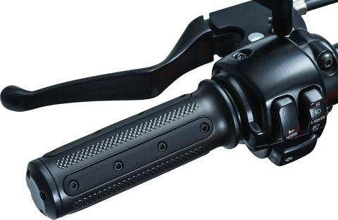 Beefy Heavy Industry Motorcycle Grips With End Caps For Electronic Throttle Control On Harley-Davidson 2008 To 2019 Satin Black 1 Pair