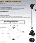 electric trolling motor stabilizer installation guide with mounting template and kit components for bow mount setup