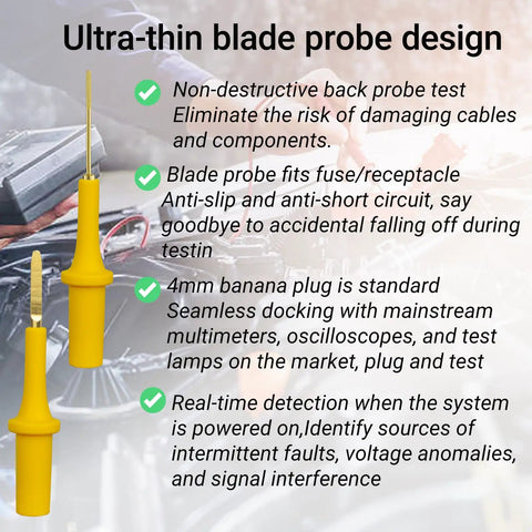 Pro Grade Automotive Test Probe Adapter Kit With Back Probe And Blade Probe Tools For Pinpoint Diagnostic Testing