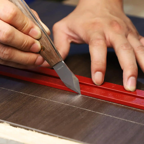 Badass Woodworking Marking Knife Built Tough With A Razor Sharp Double Bevel Blade And Slick Leather Sheath for precise scoring