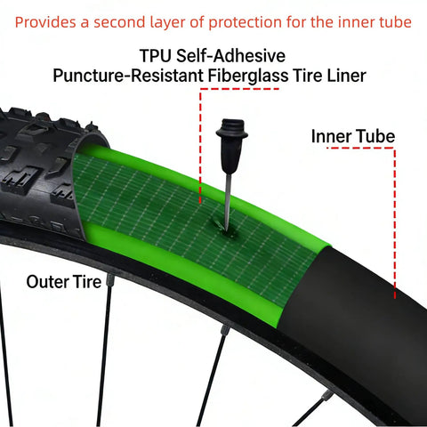 TPU Bike Tire Liner Kit Puncture Proof Tube Protector For 12 To 29 Inch Wheels Fits 700C Road And Mountain Bikes Two Pack Green