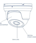 Diagram of 4MP Quad HD Outdoor Security Dome Camera With 3.6mm Lens 80ft Night Vision Weatherproof Housing No Fuss Install