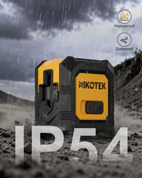 Laser Level With Tripod, Self Leveling Green Beam Cross Line For Horizontal And Vertical Alignment, shown in rugged conditions.