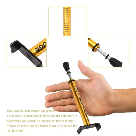 Heavy Duty Belt Tension Gauge Tool With L Shaped Pad Adjustable Up To 10 Pounds For Motorcycle And Car Belts Fast Readout Easy To Use