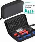 Open case of All In One Solar Crimping Tool Kit With 51 Pieces Includes 12 Pairs Of Solar Connectors 24 Connector Pins And 2 Spanners