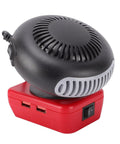 Heavy Duty 200 Watt Battery Powered Space Heater With Dual Heat Modes And 360 Swivel For Garages Trucks And Worksites, compact design with USB ports.