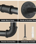 Wall Mounted Clothes Rack 72.5in Industrial Pipe Vibe Heavy Duty Detachable Iron Garment Bar components view
