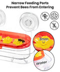 Window Hummingbird Feeder With Dual Suction Cups 4 Feeding Ports Easy To Clean And Refill Clear Plastic Hummingbird Feeder For Garden Ideal Gift 10Oz showing narrow feeding ports and suction cups.