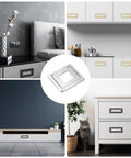 2 Pack Flush Pull Handles For Cabinets And Drawers Hidden Recessed Square Pull Rings With Screws Zinc Alloy Silver Finish