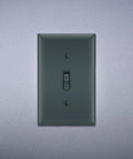 Trademaster 15 Amp Single Pole Toggle Light Switch Black Residential Grade With Side Wire And Push Wire Terminals on wall
