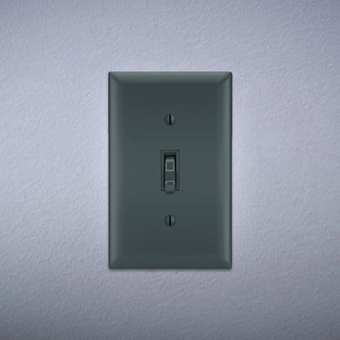 Trademaster 15 Amp Single Pole Toggle Light Switch Black Residential Grade With Side Wire And Push Wire Terminals on wall