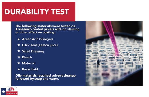 Durability test results for 5 Gallon Wet Look Paver Sealer for Natural Stone, Pavers and Concrete Surfaces.