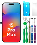 IPhone 15 Pro Max 6.7 Inch Screen Replacement Kit With 3D Touch Digitizer Assembly, DIY Tool Set, Screen Protector, Adhesive