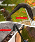 Ground Level Gutter Cleaning Tool Attachments For 2.5 Inch Shop Vac No Ladder Needed Clean Leaves And Debris From Gutters Up To 5.6 Feet Easy Lockout Design Wet Dry Vacuum Accessories showing two nozzles for blowing and vacuuming use.