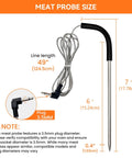 Diagram showing the size and dimensions of 2 Pack Meat Thermometer Probes For Pit Boss Pellet Grills And Smokers, Waterproof 3.5 mm Plug Probes With Grommets, Replacement Set For Accurate Temperature Readings During Grilling And Smoking.