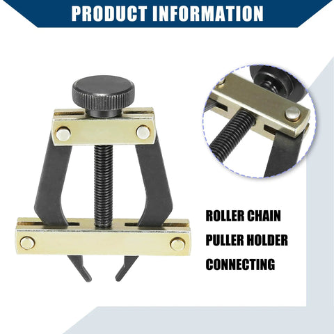 Beefed Up Roller Chain Tool Set For Bicycle Motorcycle Go Kart And ATV Chains Detacher Breaker Cutter And Chain Puller Holder Compatible With 25 To 60 Chain Sizes Durable Carbon Steel Two Pack Black showing roller chain puller holder.