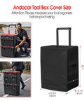 Tool Box Cover For Keter Stack-N-Roll Modular Tools Organizer 3 Piece Rolling Tool Box System With Wheels Waterproof 600D PU Coated Cover Only Fits 21.6 By 17.7 By 27.6 Inches with black cover
