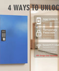 96 Key Smart Lock Box Wall Mount Key Cabinet For Office And Rental Use with keypad and app unlock options displayed