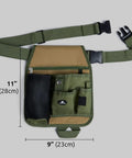 All In One Garden Tool Pouch Belt With Grab And Go Multi Pocket Utility Apron for various projects, green canvas, adjustable.