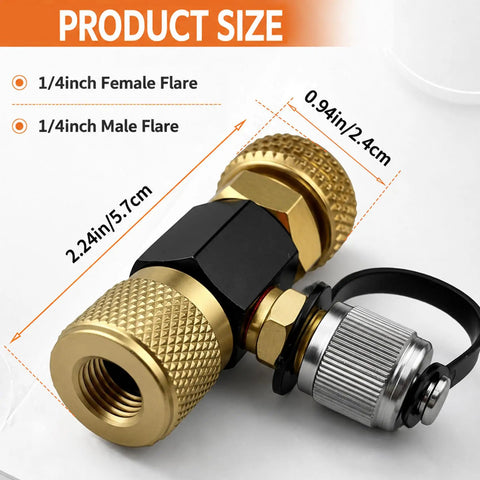 Quarter Inch Core Control Tool For R410a And R22 Refrigerant Charging Gauge Guards Your Gauge From High Pressure Surges By Isolating Valve Core Replacement For CCT14 Pro DIY Refrigeration Tool, brass 1/4in flare fitting with cap