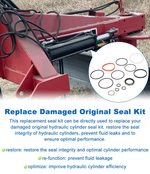 Hydraulic Cylinder Seal Kit For Bush Hog 3.5 Inch Bore 8 Inch Stroke Replacement Part 50017623 with seals and O-rings