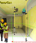 Pro Grade Laser Level Pole With Tripod For Rotary And Line Lasers 13.78 Ft Telescoping Pole And 3.9 Ft Retractable Tripod in use on site