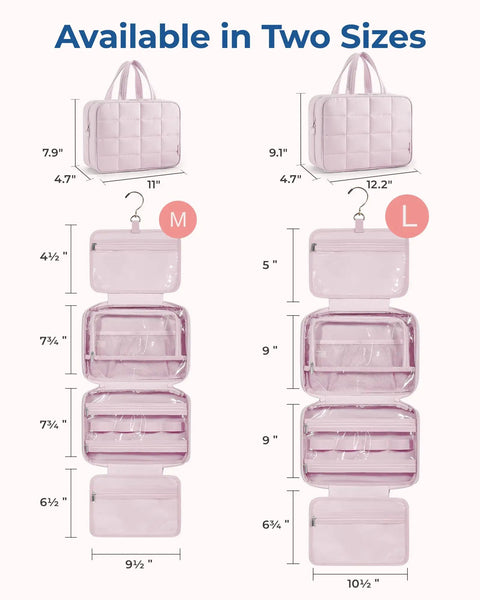 Travel Toiletry Bag With Jewelry Organizer Hanging Cosmetic Case For Jewelry And Essentials Pink L Carry On Makeup Bag