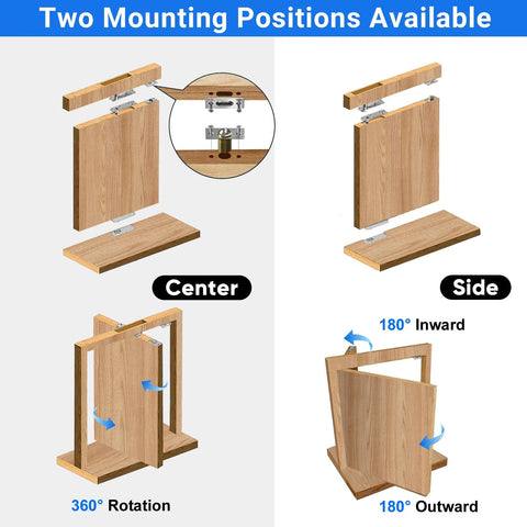 Diagram showing mounting positions for Beefy Stainless Steel Hidden Door Hinge With 360 Degree Pivot Rotation And 570 Lbs Load Bearing