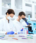 Science Theme Ballpoint Pens 10 Pack Colorful STEM Design Pens With Lab Icons Chemistry Physics Biology Patterns on lab table