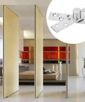 Room with modern decor showing Hidden Door Pivot Hinge Set 2 Pack, 360 Degree Stainless Steel Concealed Rotating Axis Hinges.