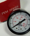 Winters 2-inch dial pressure gauge with black bezel and white face; dual psi/kPa scale, front view