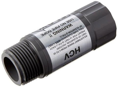 3/4-Inch Female Inlet By 3/4-Inch Male Outlet Sprinkler Check Valve HCV HC75F75M, Schedule 80, leak prevention, side view