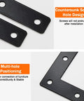 Close-up of 10 Pack Flat L Corner Braces 80mm By 80mm Right Angle Brackets With Screws For Wood Furniture Repair Stainless Steel Mending Plates