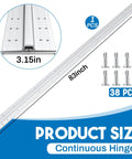 Tough As Nails 83 Inch Continuous Piano Hinge Heavy Duty Anodized Aluminum with 38 screws, measuring 3.15 inches wide.