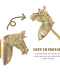 Real Deal Brass Animal Head Cabinet Knobs With Sweet Golden Finish Durable Drawer Pulls For Wardrobes Cupboards Easy Install Furniture Setup close-up showing horse design and mounting screw.