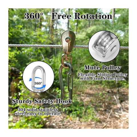 Heavy Duty M20 304 Stainless Steel Cable Pulley Block Set For Crane Load 8 Pieces, single pulley wheel on rope with 360° rotating hook