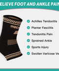 Copper Infused Ankle Brace for Women and Men Breathable Ankle Support Sleeve for Plantar Fasciitis and Sprained Ankles Great for Running Football Day or Night Use Moisture Wicking and Odor Control Size M