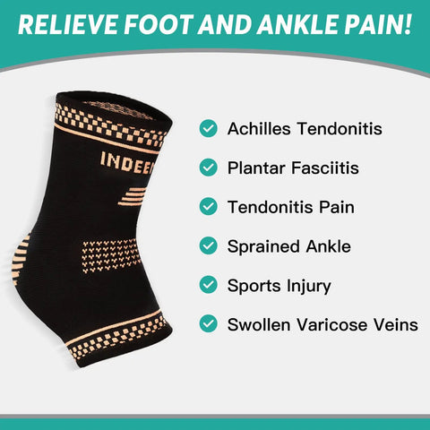 Copper Infused Ankle Brace for Women and Men Breathable Ankle Support Sleeve for Plantar Fasciitis and Sprained Ankles Great for Running Football Day or Night Use Moisture Wicking and Odor Control Size M