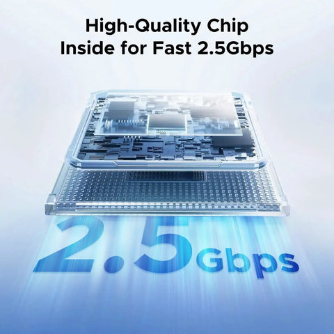 Diagram of high-quality chip for Five Port 2.5Gb Ethernet Switch With Five 2.5Gb Ports, boosting 2.5Gbps speed.