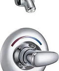 Universal Shower Trim With Vandal Resistant Lever Handle Chrome Finish Temperature Control Red And Blue Indicator On Escutcheon
