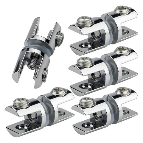 5 Pack Glass Clamps For 5 To 10mm Thick Glass Durable Rustproof Bidirectional Mounts For Shelves Partitions And Glass Rails