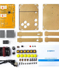 Components of Hands On Soldering Game Kit With Five Retro Classics In An Acrylic Case, USB Cable And Battery Box, Big 12mm Buttons
