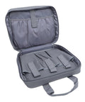 Open Rugged Mini Organizer Bag With Shockproof Foam Lining And Water Resistant Build Portable Travel Case showing four-pocket storage