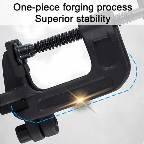 Close-up of 2-In-1 Adjustable Angle Clamp With 0-180 Degree Range, highlighting one-piece heavy-duty forging process.